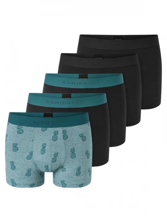 Foto van product SCHIESSER Boxershorts '95 / 5 Cotton' turquoise / donkergroen / zwart