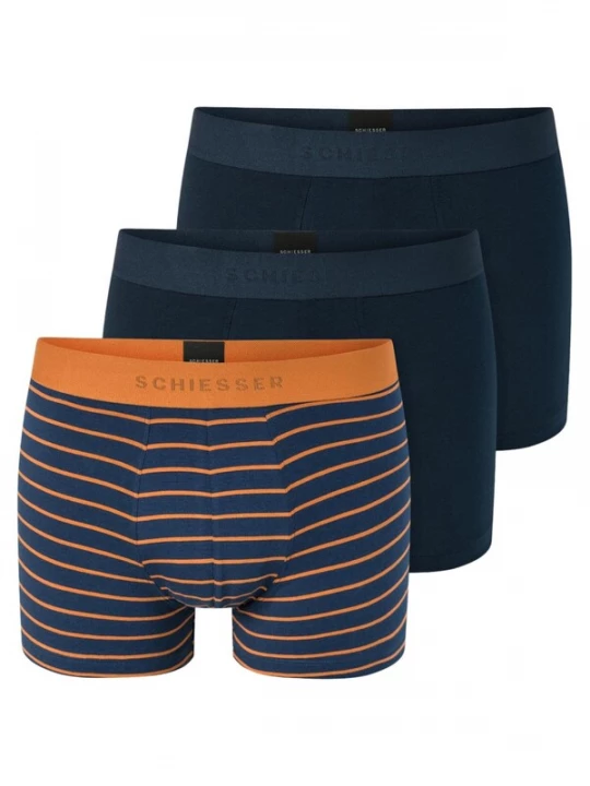 Foto van product SCHIESSER Boxershorts '95 / 5 Organic Cotton' nachtblauw / donkerblauw / oranje