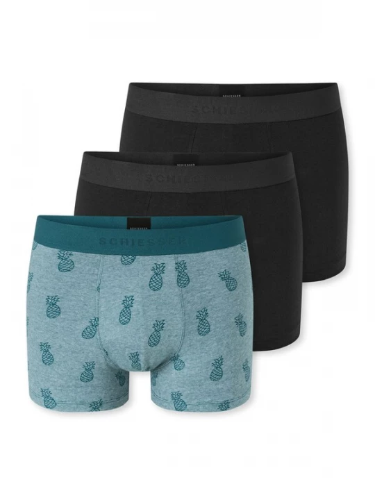 Foto van product SCHIESSER Boxershorts ' 95 / 5 Organic ' groen gemêleerd / zwart