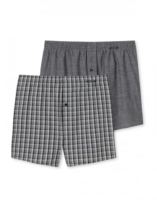 Foto van product SCHIESSER Boxershorts antraciet / grijs gemêleerd / wit