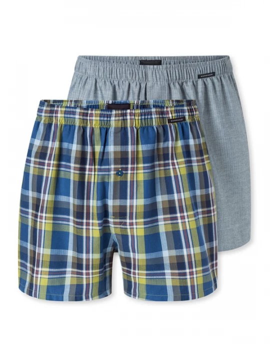 Foto van product SCHIESSER Boxershorts ' Boxershorts ' blauw / geel / grijs gemêleerd