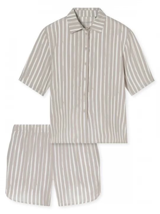 Foto van product SCHIESSER Korte pyjama 'Selected Premium 7 / 8' beige / wit