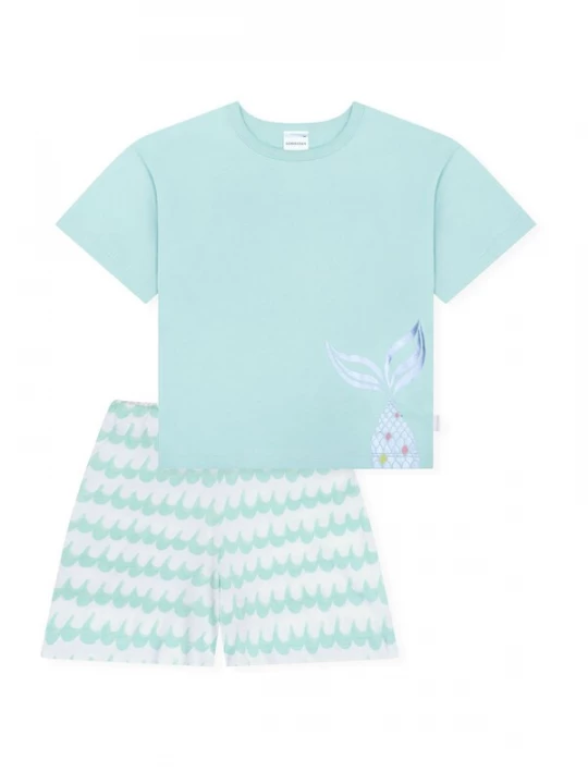 Foto van product SCHIESSER Nachtkledij ' Kids Nightwear ' turquoise / wit