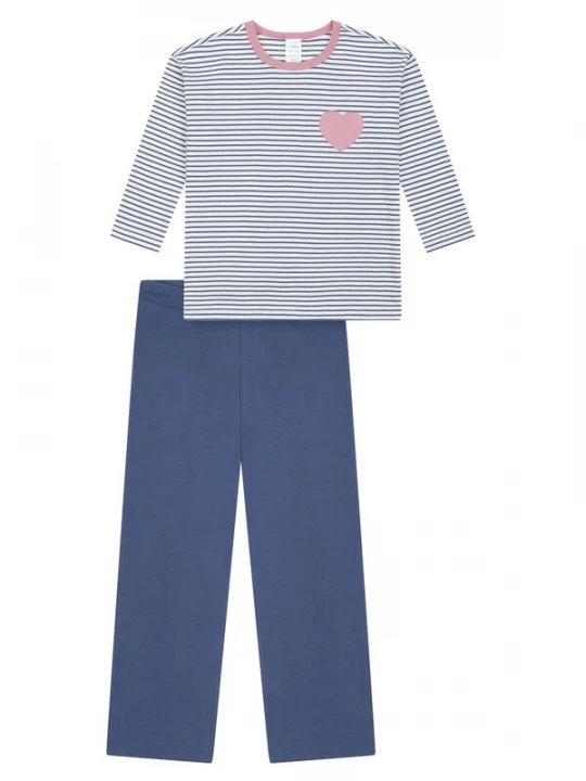 Foto van product SCHIESSER Nachtkledij 'Nightwear' blauw denim / oudroze / wit