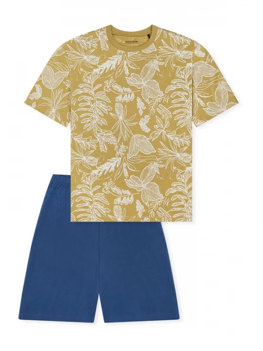 Foto van product SCHIESSER Nachtkledij ' Nightwear ' blauw / kaki / wit