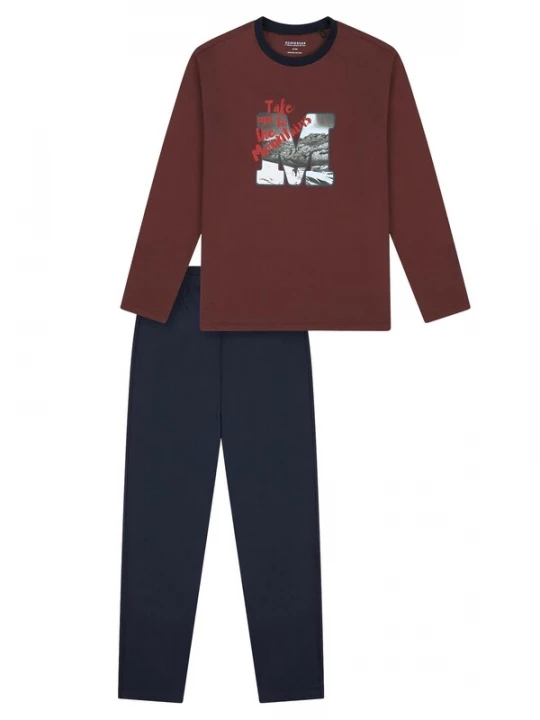 Foto van product SCHIESSER Nachtkledij 'Nightwear' donkerblauw / bourgogne