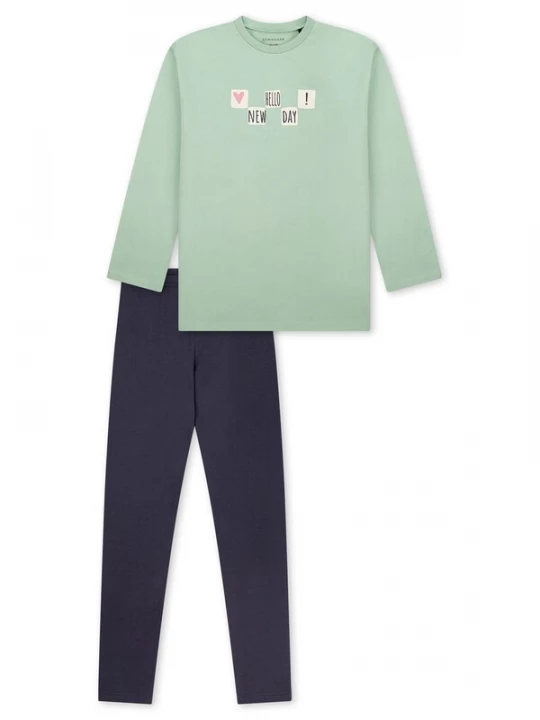 Foto van product SCHIESSER Nachtkledij ' Nightwear ' donkerblauw / pastelgroen