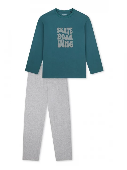 Foto van product SCHIESSER Nachtkledij ' Nightwear ' grijs gemêleerd / donkergroen