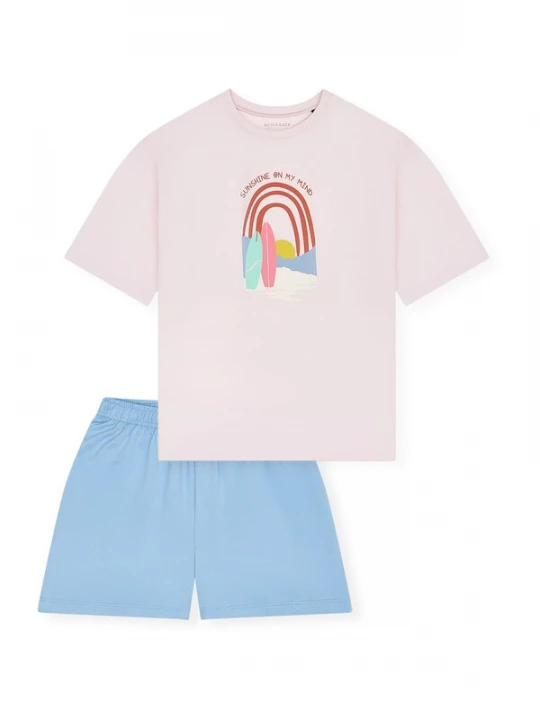 Foto van product SCHIESSER Nachtkledij ' Nightwear ' lichtblauw / rosa