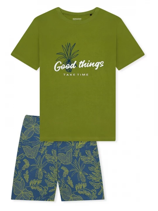 Foto van product SCHIESSER Nachtkledij ' Teens Nightwear ' blauw / kaki / grasgroen
