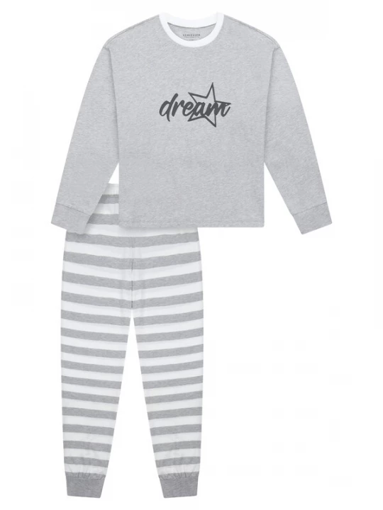 Foto van product SCHIESSER Nachtkledij 'Teens Nightwear' crème / grijs gemêleerd