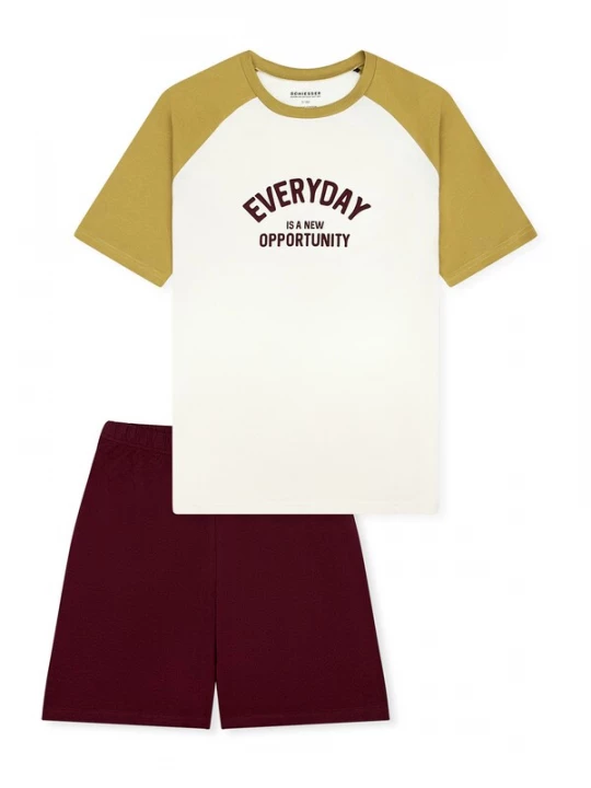 Foto van product SCHIESSER Nachtkledij ' Teens Nightwear ' kaki / bordeaux / offwhite