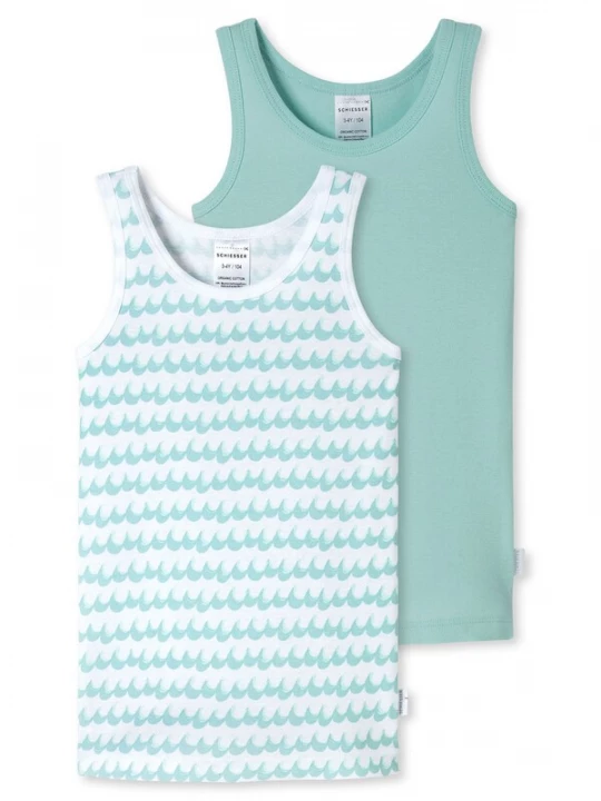 Foto van product SCHIESSER Onderhemd 'Fine Rib' turquoise / jade groen / wit