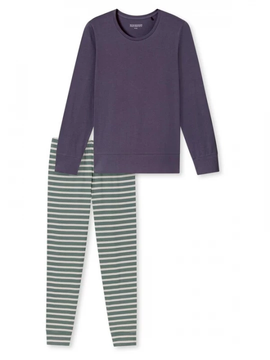 Foto van product SCHIESSER Pyjama 'Casual Essentials' beige / pastelgroen / donkerlila