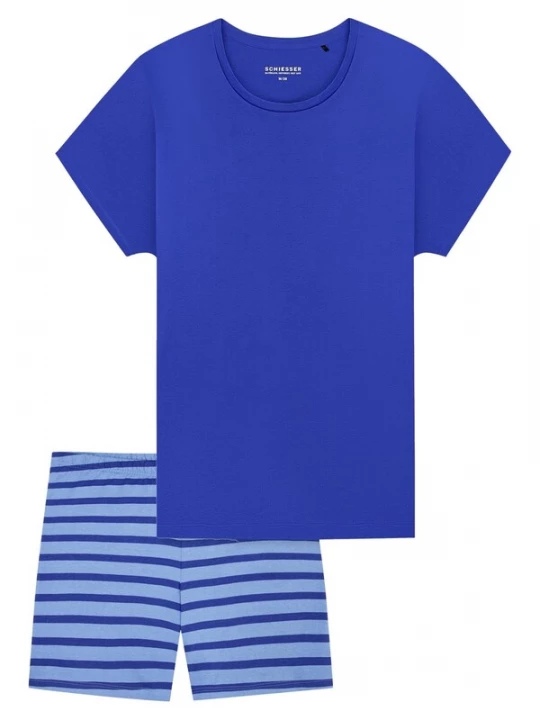 Foto van product SCHIESSER Pyjama 'Casual Essentials' blauw / lichtblauw / donkerblauw