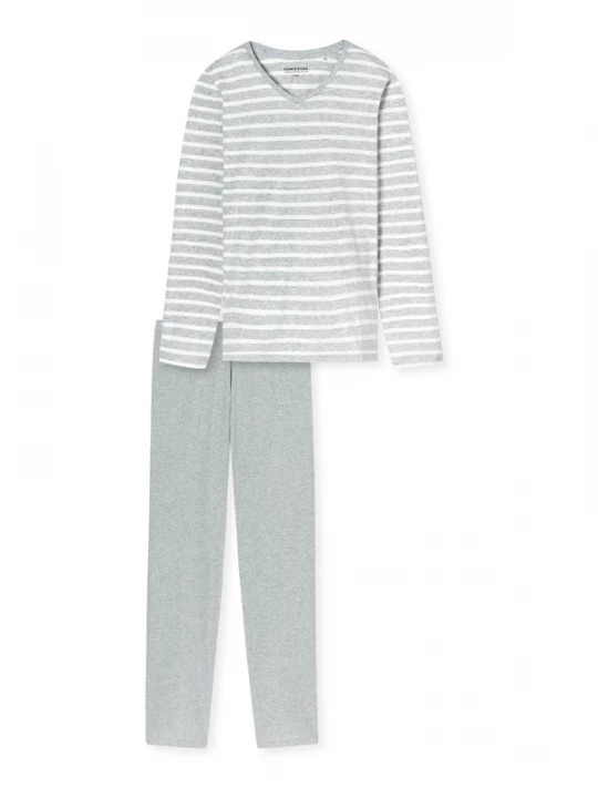 Foto van product SCHIESSER Pyjama ' Casual Essentials ' grijs gemêleerd / wit
