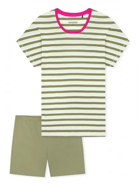 Foto van product SCHIESSER Pyjama ' Casual Essentials ' kaki / offwhite