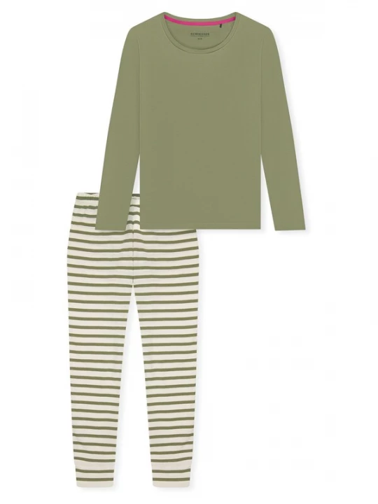 Foto van product SCHIESSER Pyjama ' Casual Essentials ' kaki / wit