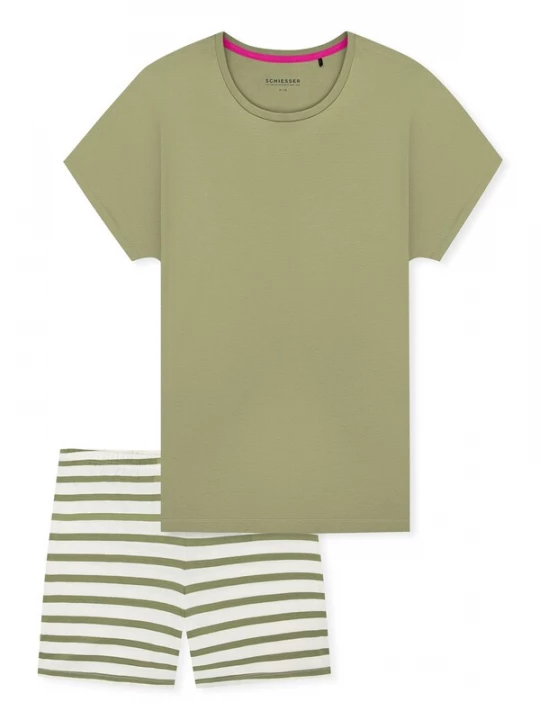 Foto van product SCHIESSER Pyjama ' Casual Essentials ' kaki / wit
