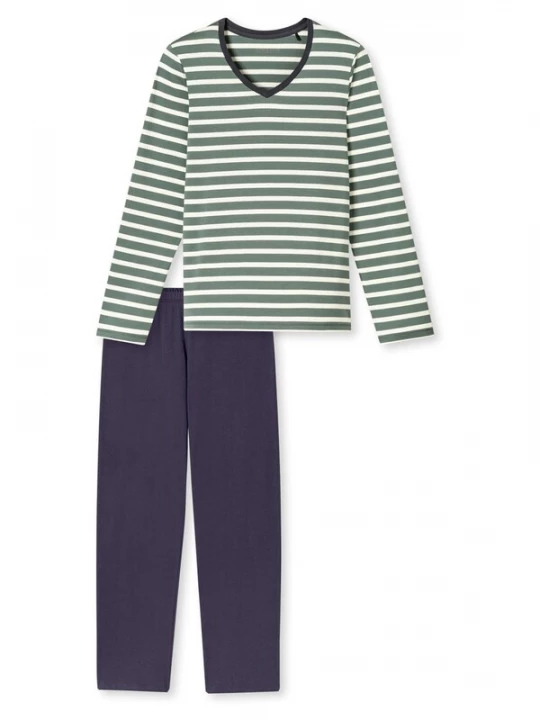 Foto van product SCHIESSER Pyjama 'Casual Essentials' marine / groen / wit