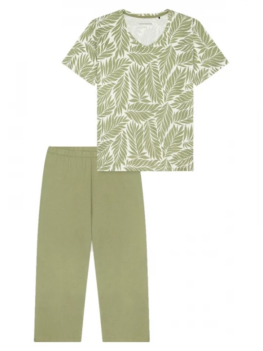 Foto van product SCHIESSER Pyjama 'Comfort Essentials' groen / offwhite
