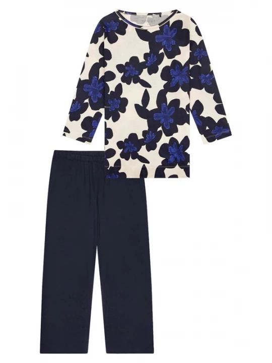 Foto van product SCHIESSER Pyjama ivoor / donkerblauw