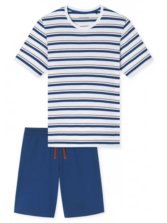 Foto van product SCHIESSER Pyjama kort ' Casual ' blauw / wit