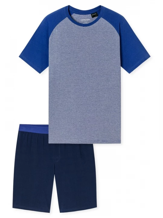Foto van product SCHIESSER Pyjama kort navy / royal blue / koningsblauw / wit