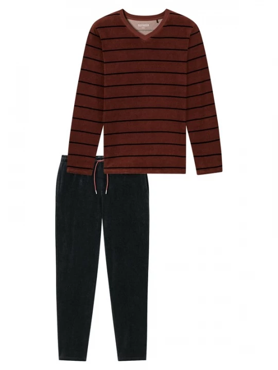 Foto van product SCHIESSER Pyjama lang bordeaux / zwart