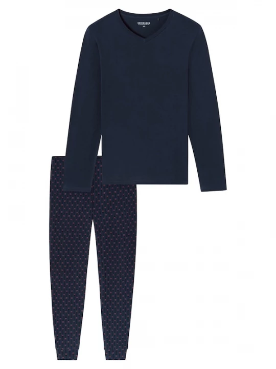 Foto van product SCHIESSER Pyjama lang 'Casual Essentials' donkerblauw / rood