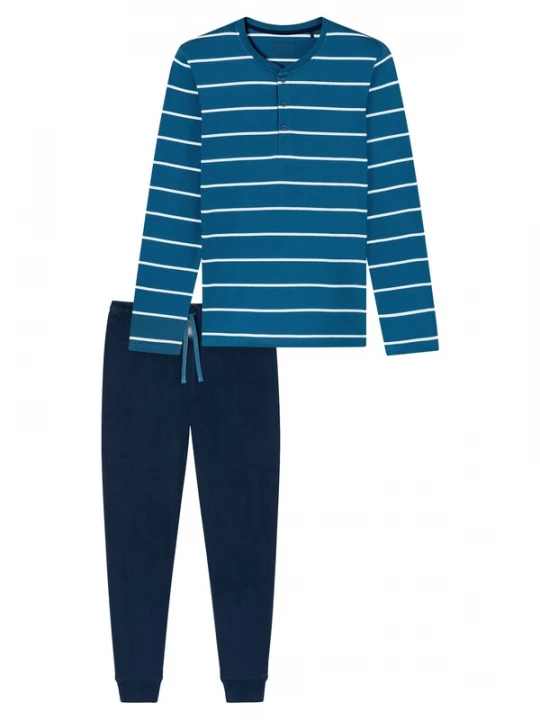 Foto van product SCHIESSER Pyjama lang 'Casual Nightwear' blauw / donkerblauw / wit