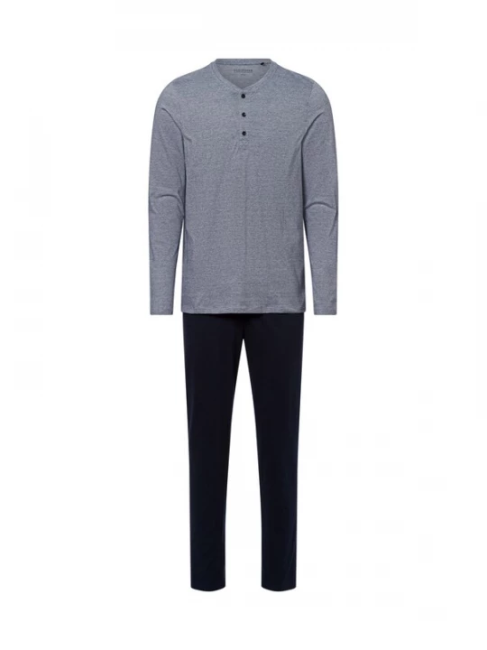 Foto van product SCHIESSER Pyjama lang 'Essentials' nachtblauw / duifblauw