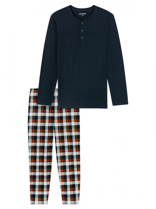 Foto van product SCHIESSER Pyjama lang 'Family' nachtblauw / oranje / wit
