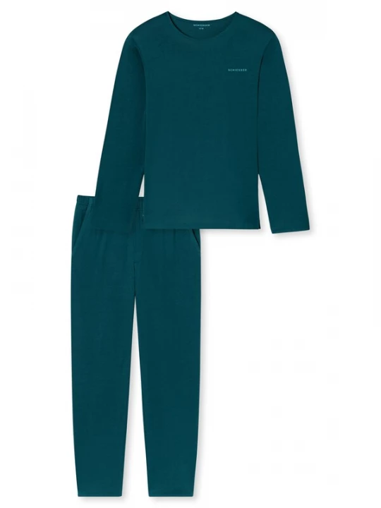 Foto van product SCHIESSER Pyjama lang ' Modern Bonded ' petrol / donkergroen