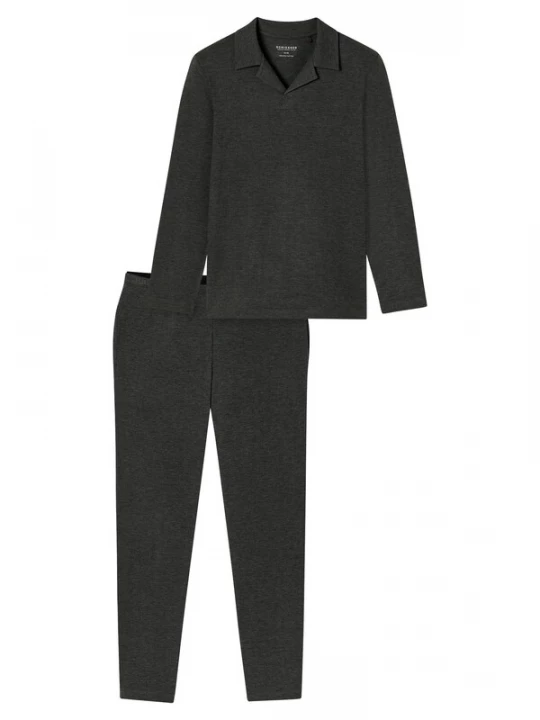 Foto van product SCHIESSER Pyjama lang 'Selected Premium Warming' donkergrijs