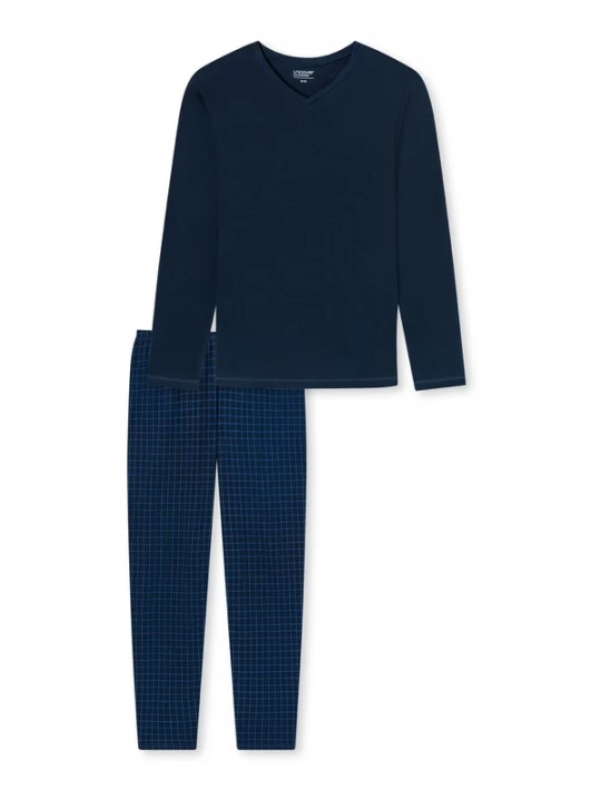 Foto van product SCHIESSER Pyjama lang 'Uncover' blauw / nachtblauw