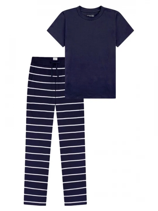 Foto van product SCHIESSER Pyjama 'Mix & Relax' blauw gemêleerd