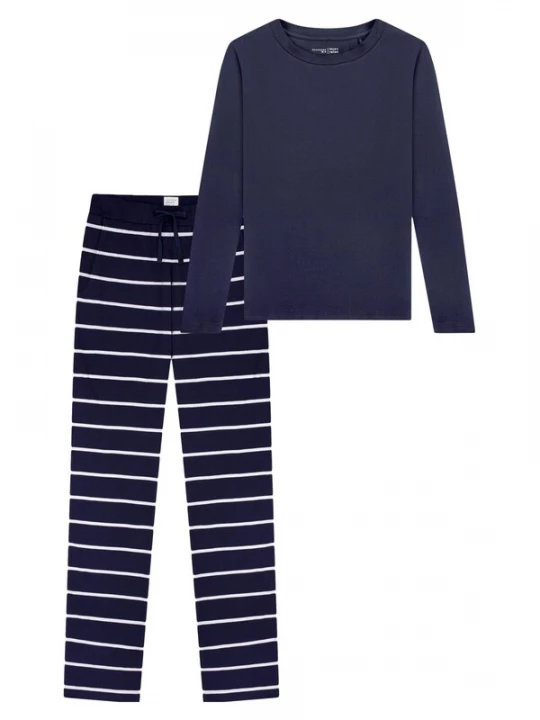 Foto van product SCHIESSER Pyjama 'Mix & Relax' blauw gemêleerd