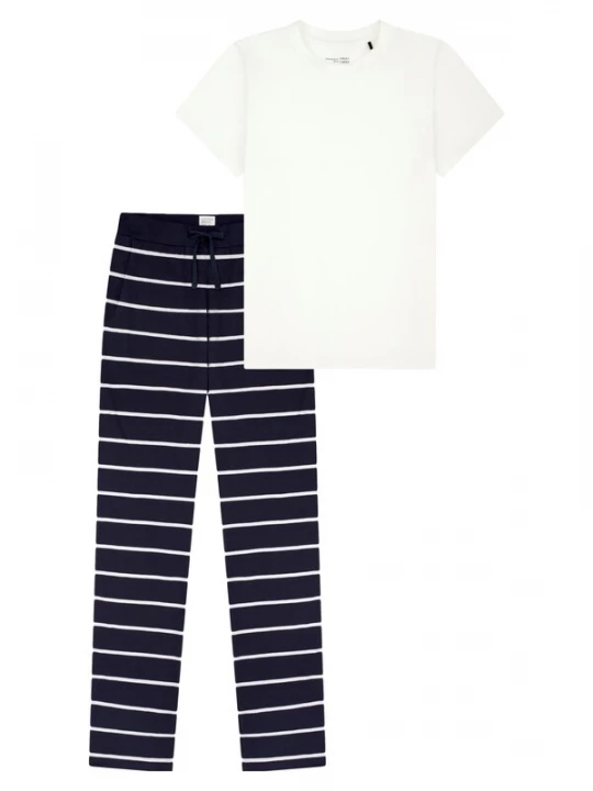 Foto van product SCHIESSER Pyjama 'Mix & Relax' blauw / wit