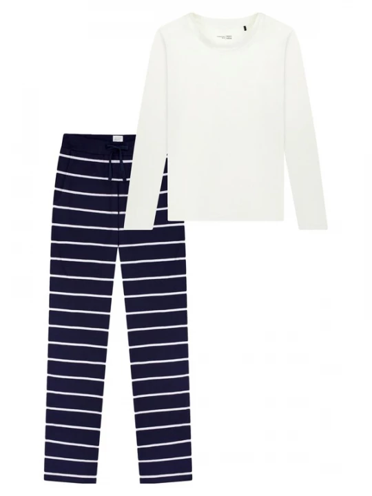 Foto van product SCHIESSER Pyjama 'Mix & Relax' blauw / wit