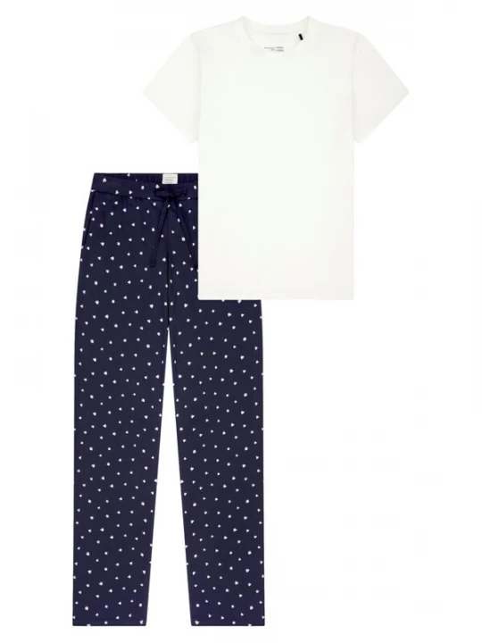 Foto van product SCHIESSER Pyjama 'Mix & Relax' donkerblauw / wit