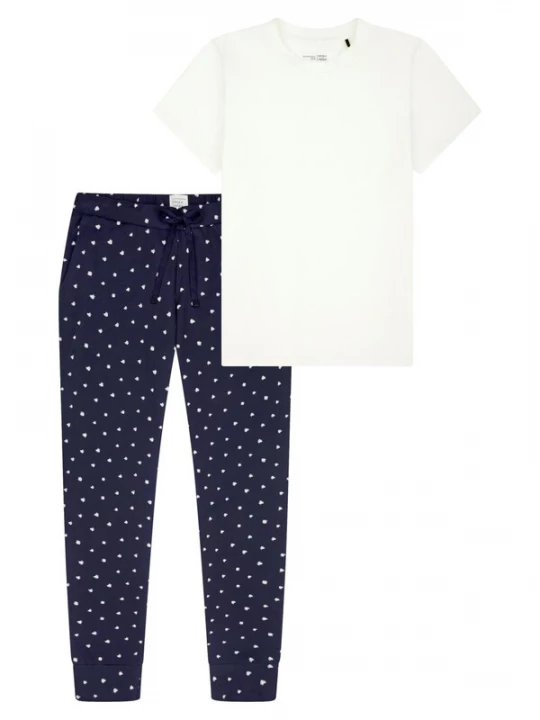 Foto van product SCHIESSER Pyjama 'Mix & Relax' donkerblauw / wit