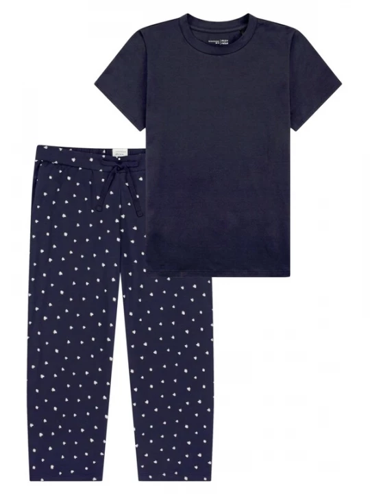 Foto van product SCHIESSER Pyjama 'Mix & Relax' donkerblauw / wit