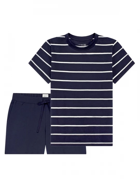 Foto van product SCHIESSER Pyjama 'Mix & Relax' donkerblauw / wit