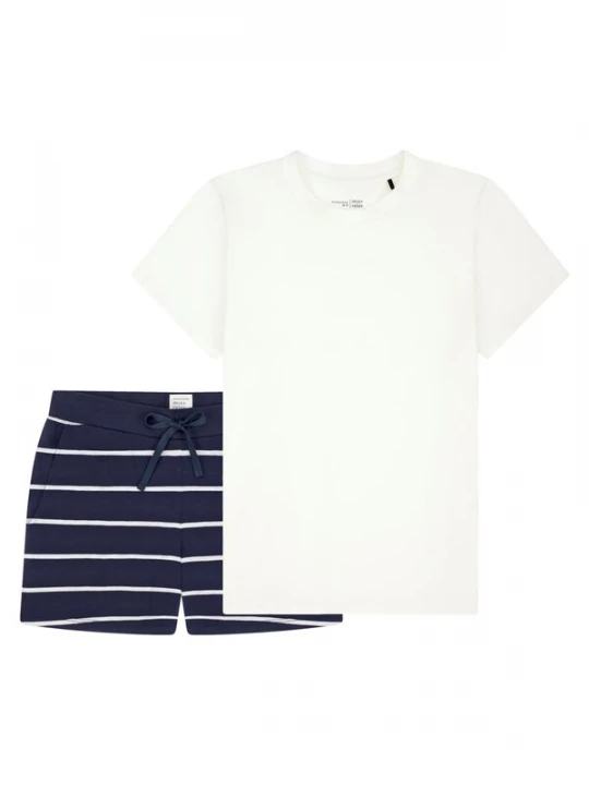 Foto van product SCHIESSER Pyjama 'Mix & Relax' donkerblauw / wit
