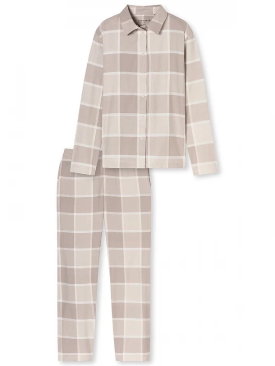 Foto van product SCHIESSER Pyjama ' Selected Premium Warming ' beige / lichtbeige / wit
