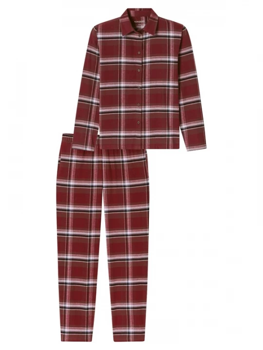 Foto van product SCHIESSER Pyjama ' Selected Premium Warming ' bourgogne / wit