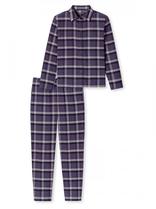 Foto van product SCHIESSER Pyjama 'Selected Premium Warming' marine / grijs / donkerlila