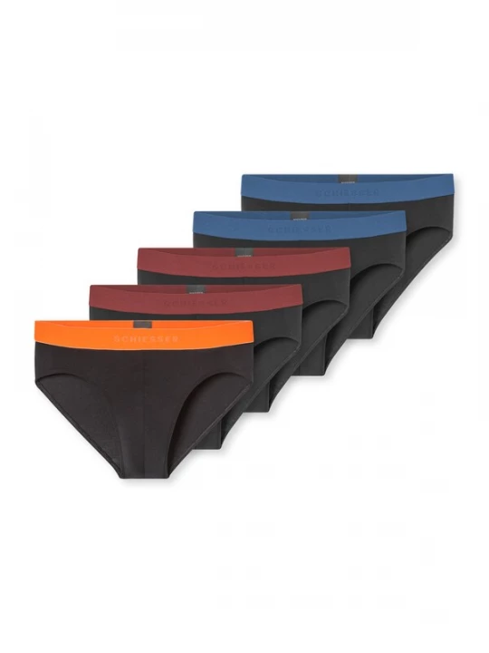 Foto van product SCHIESSER Slip ' 95 / 5 ' blauw / oranje / bordeaux / zwart
