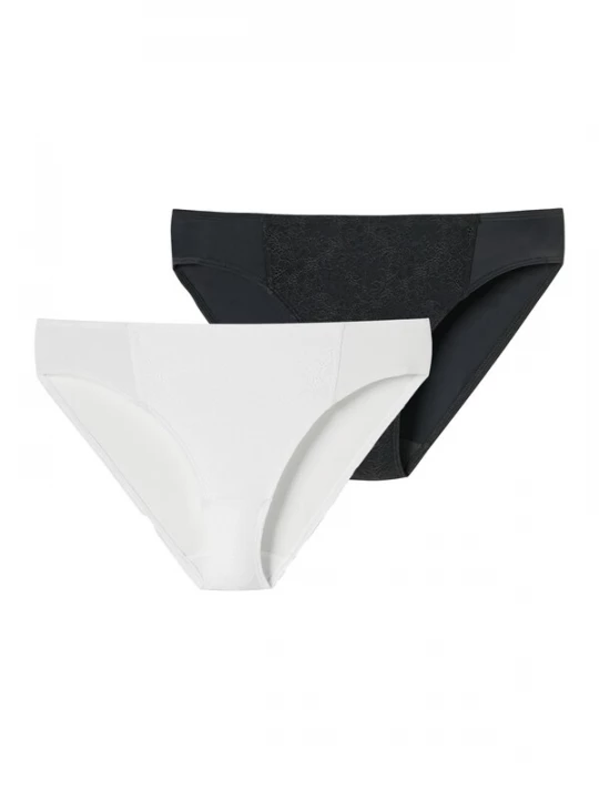 Foto van product SCHIESSER Slip ' Air blickdichte Spitze ' zwart / wit